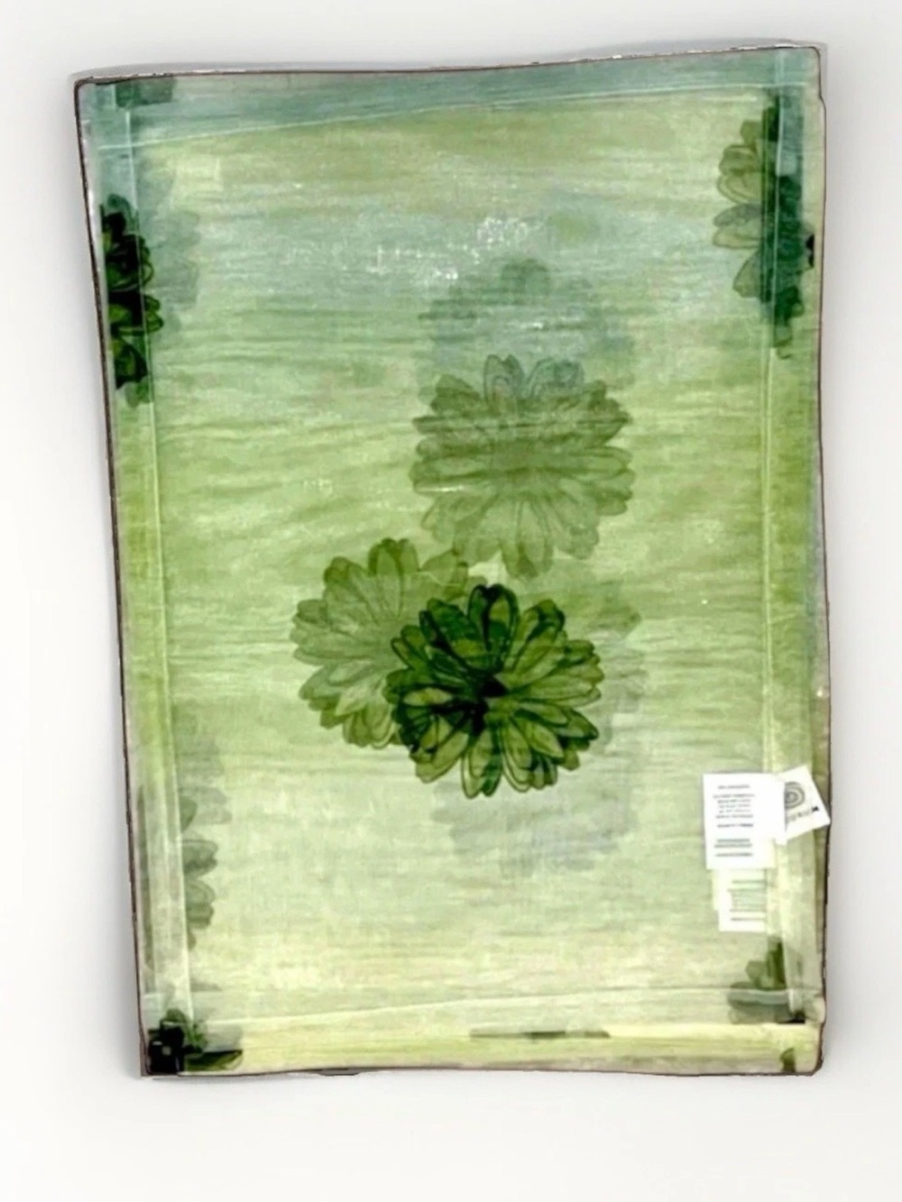 Bodrum Green Floral Sheer Fabric Table Placemats 14" x 20" Set Of 6 New